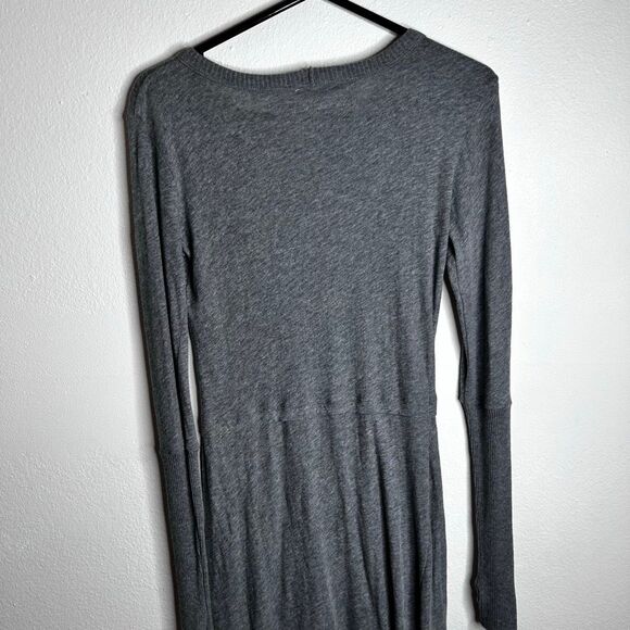 Enza Costa Light Gray Asymmetrical Midi Dress Size S Cashmere Blend Scoop Neck - Picture 5 of 8